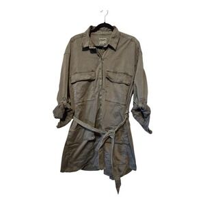 Vintage 90s Y2K Abercrombie Fitch Military Shirt Dress Jacket Womens XL Green